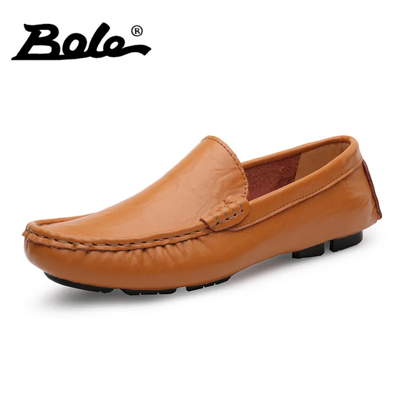 

BOLE Large Size 35-50 Slip on Casual Men Loafers Fashion Brand Handmade Genuine Leather Men's Flats Shoes Soft Men Driving Shoes