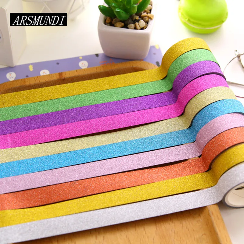 

3pcs/set Colored Washi Tape Glitter 4.5*3meter Kawaii Scrapbooking Tools Masking Tape Christmas Photo Album Diy Decorative Tapes