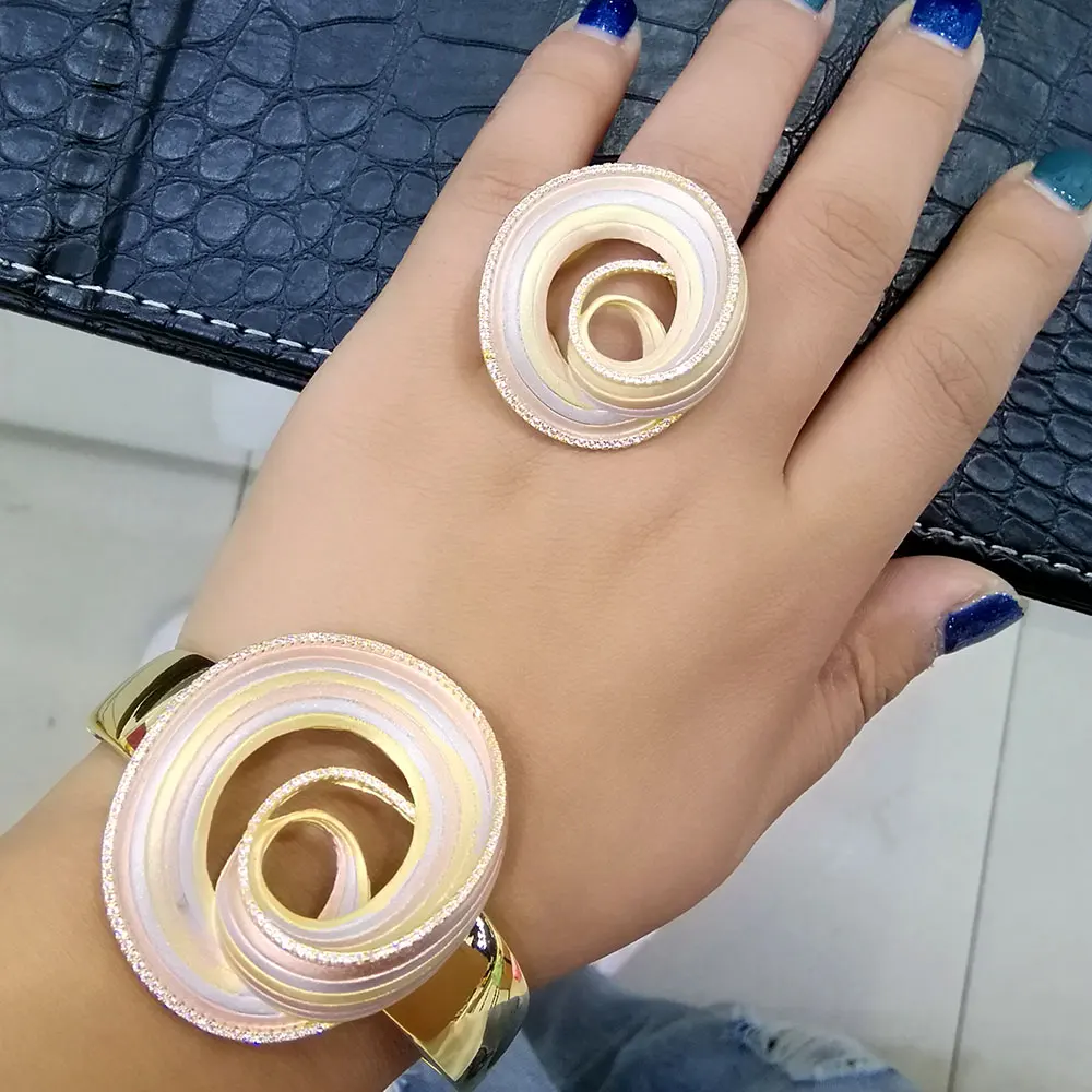 

GODKI Luxury Cubic Zircon Crystal CZ Jewelry Sets For Women Wedding African Bridal Bangle Ring Set aretes de mujer modernos 2018