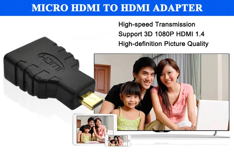 Высокоскоростной микро HDMI Мужской к HDMI Женский адаптер конвертер кабель HD 3D 1080P позолоченный HDMI V1.4 разъем для HDTV xbox PS3