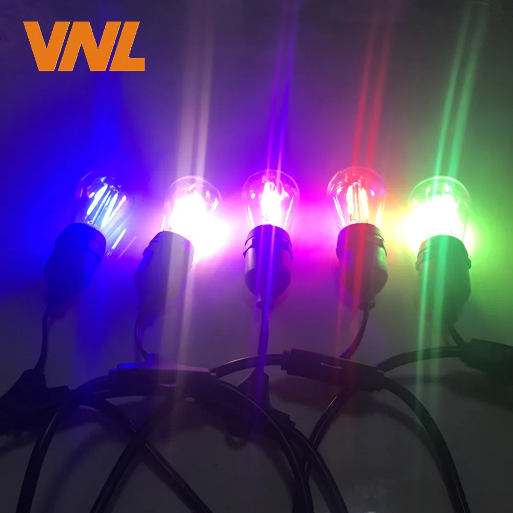 VNL IP65 15 м коммерческий светодиодный гирлянды S14 светодиодный rgb свет строка Водонепроницаемый для Праздничная гирлянда свадебное освещение