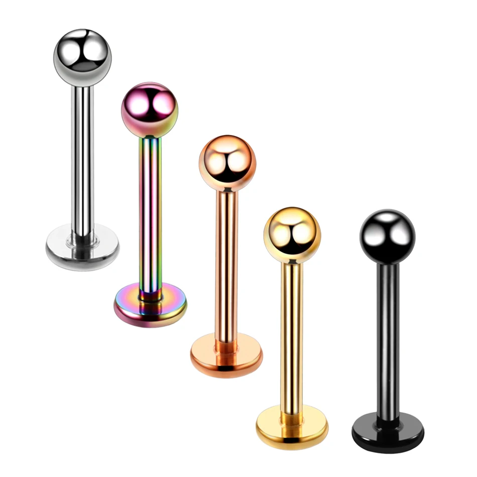 Body Piercing Jewelry 1Pc G23 Titanium Labret Lip Ring Tragus Cartilage Earring 16G Helix Ring Ear Stud Bar Rings