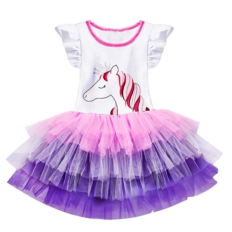 Girls Skirt Set Unicorn T shirts + Rainbow Tutu Skirt Girls Two Piece