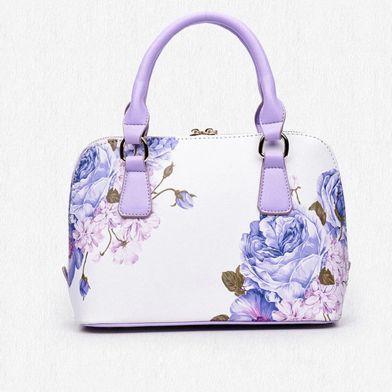 MoneRffi женские кожаные Кроссбоди Топ ручка сумка цветочный узор печати сумочка для покупок в виде ракушки женские сумки