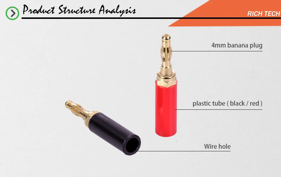 2 шт./1 пара банановые вилки позолоченные черный/красный 4 мм банан разъем jack динамик разъем клеммы с винтовыми замками провода разъем