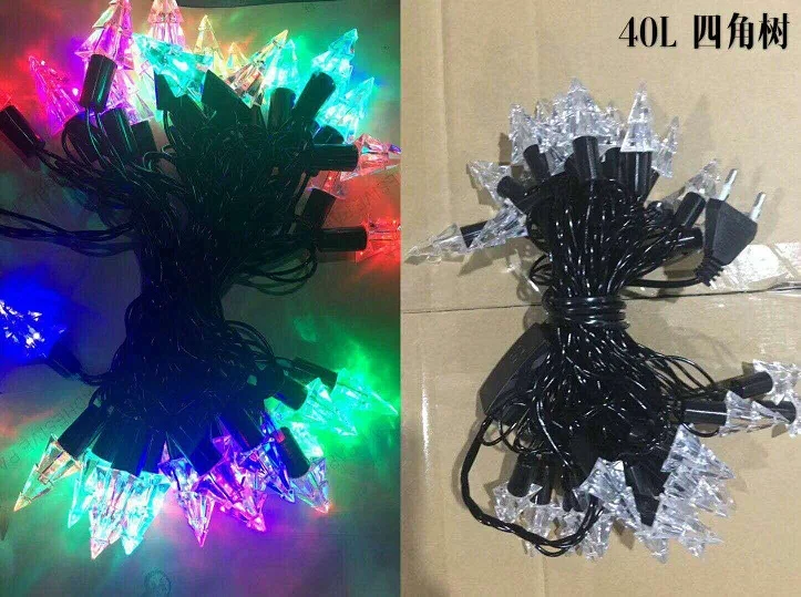 Светодиодные водонепроницаемые светильники 6 м 40 шт. огни черная линия Рождество Свадебные открытый цветные полосы света - Испускаемый цвет: Four corner tree