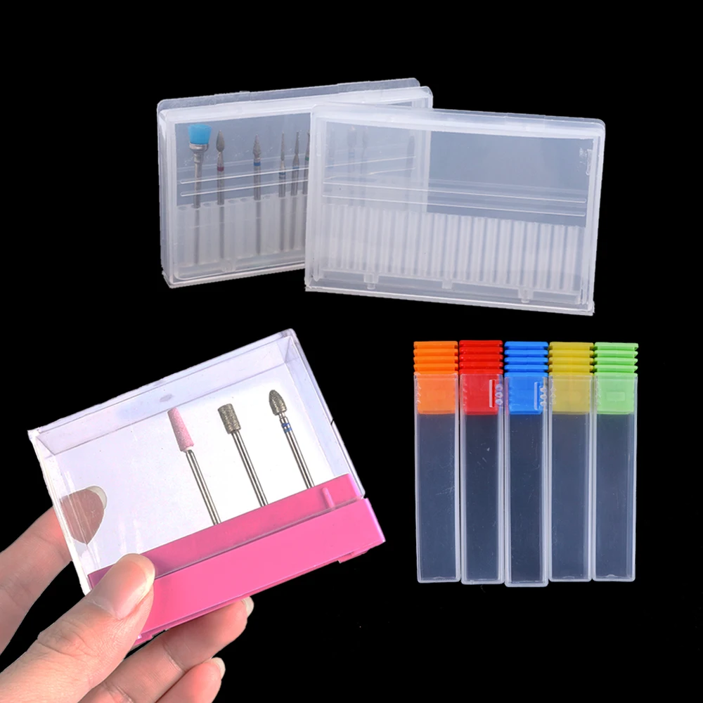 

1/5 pcs Acrylic Nail Milling Cutter Storage Box 5/10/20 Holes Nail Drill Files Cases With Cover 3/32'' Shank Nail Manicure TR867