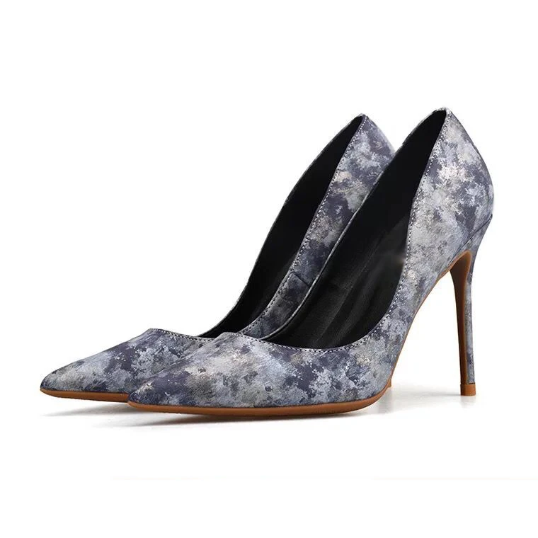 

Fashion Graffiti Thin Heels Pumps 2018 New Concise Shallow Women's Pumps Sexy Pointed Toe Party Heels Shoes Wholesale and Retail