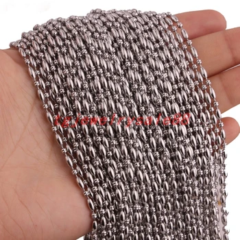 

Chic Fashion 50pcs/lot 1.5/2.4mm Wide Wholesale In Bulk Silver Tone Stainless Steel Oval Ball Beads Link Chain DIY Necklace