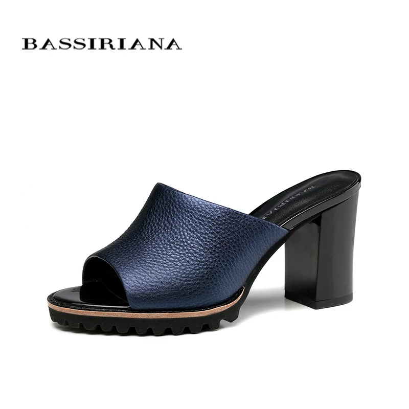 BASSIRIANA-2017 сандалии женщин на лето Натуральной кожи на Высоких каблуках женская обувь Бесплатная доставка