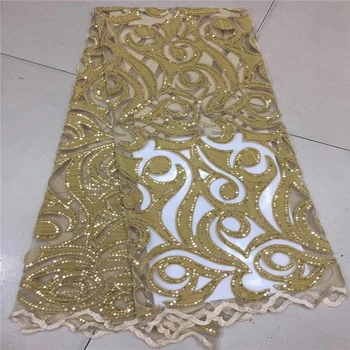 

VILLIEA Latest African Lace Fabric High Quality Gold Velvet Lace Glittery Sequin Lace Cotton Dresses For Evening Dresses