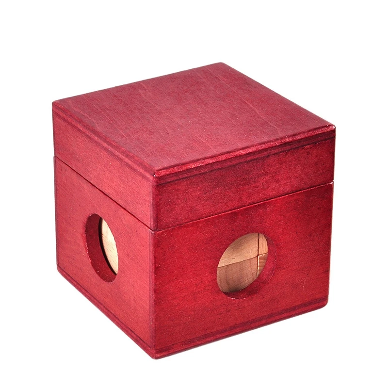 IQ Wooden Soma Cube Red Wooden Box with Cube Puzzle Logic Brain Teaser Wood Game Toys 3D Puzzles for Teens Adults Children Gifts 5