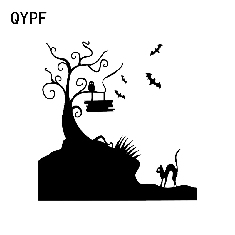 

QYPF 12.8*12.8 Funny Spooky Tree Vinyl Decor Car Sticker Accessories C16-2360