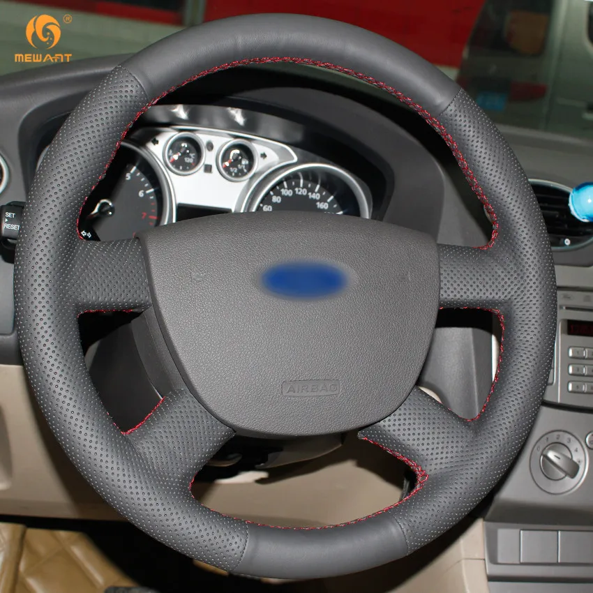 MEWANT черная крышка рулевого колеса из искусственной кожи для Ford Focus 2 2005 2006 2007 2008 2009 2010 2011 аксессуары