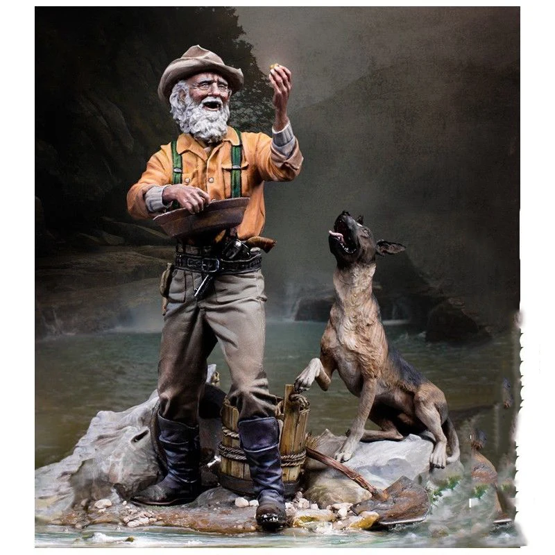 Gold Rush Prospector with dog 1849 Wild West 75mm  (1)