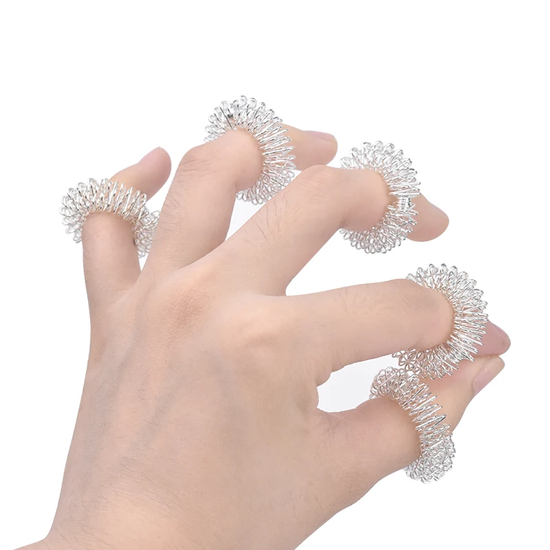 5Pcs/Lot Silver Finger Massage Acupuncture Rings Health Care Tens Finger Massager Promote Blood Circulation Relieve Pain/Stress 5Pcs/Lot Silver Finger Massage Acupuncture Rings Health Care Tens Finger Massager Promote Blood Circulation Relieve Pain/Stress