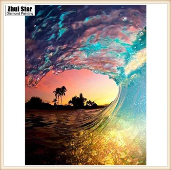 

Zhui star 5D Diamond Painting Waves Full Square Diamond Embroidery Cross Stitch Rhinestone Mosaic Painting Home Decor Gift gx