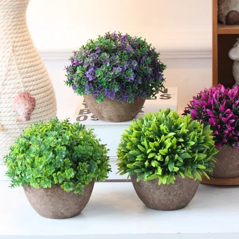 

Artificial Bonsai Plastic Plants Artificial Flower in Pot Fake Flower Vase Set for Wedding Home Garden Decoration