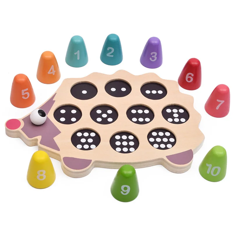 Деревянный Ежик, математический обучающий инструмент, подсчет номера, соответствующие игры для детей старше 3 лет, деревянные игрушки Монтессори для детей