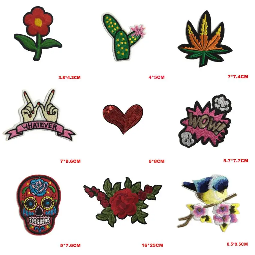 

1PC Flower embroidered appliques Iron-on Patch for Clothing Large Stripe Rose Patches Transfer for clothes Stickers Badges 7@83