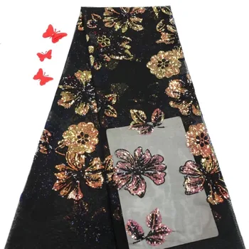 

Embroidered Net Fabric with beads With super Quality CiCi-12.1605 African Tulle Lace Fabric For party Dress