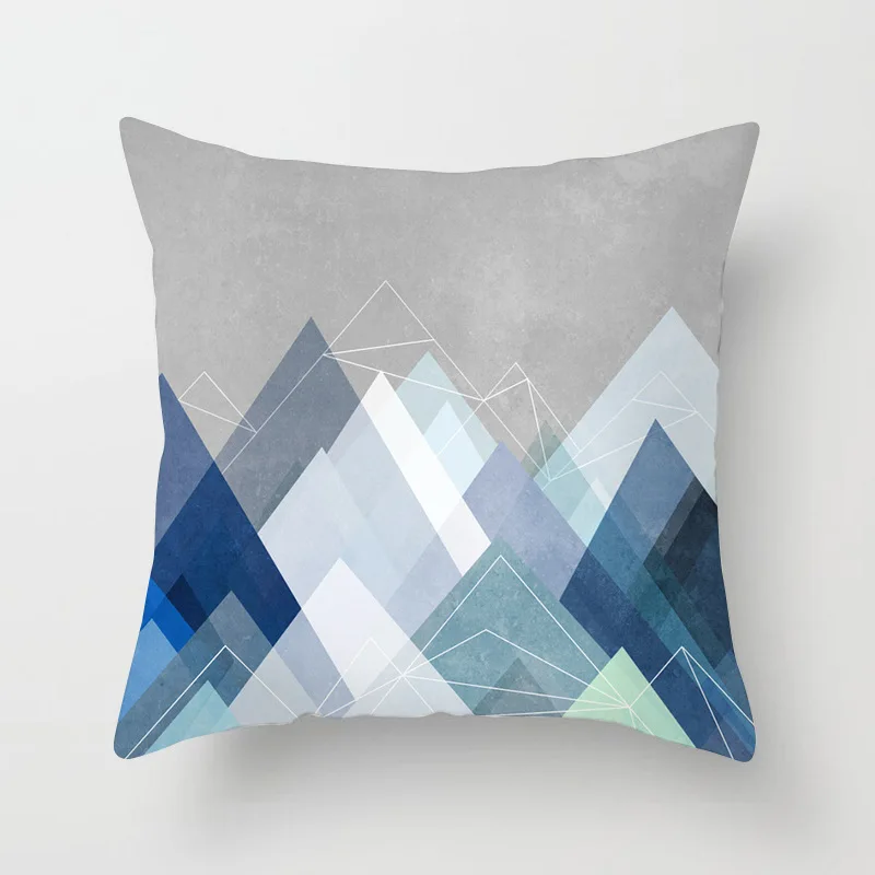 Blue Abstract Design Printed Cushion Covers 45x45cm - Creative Home/Office Sofa Waist Pillow Covers - Polyester Linen Pillowcase image 3