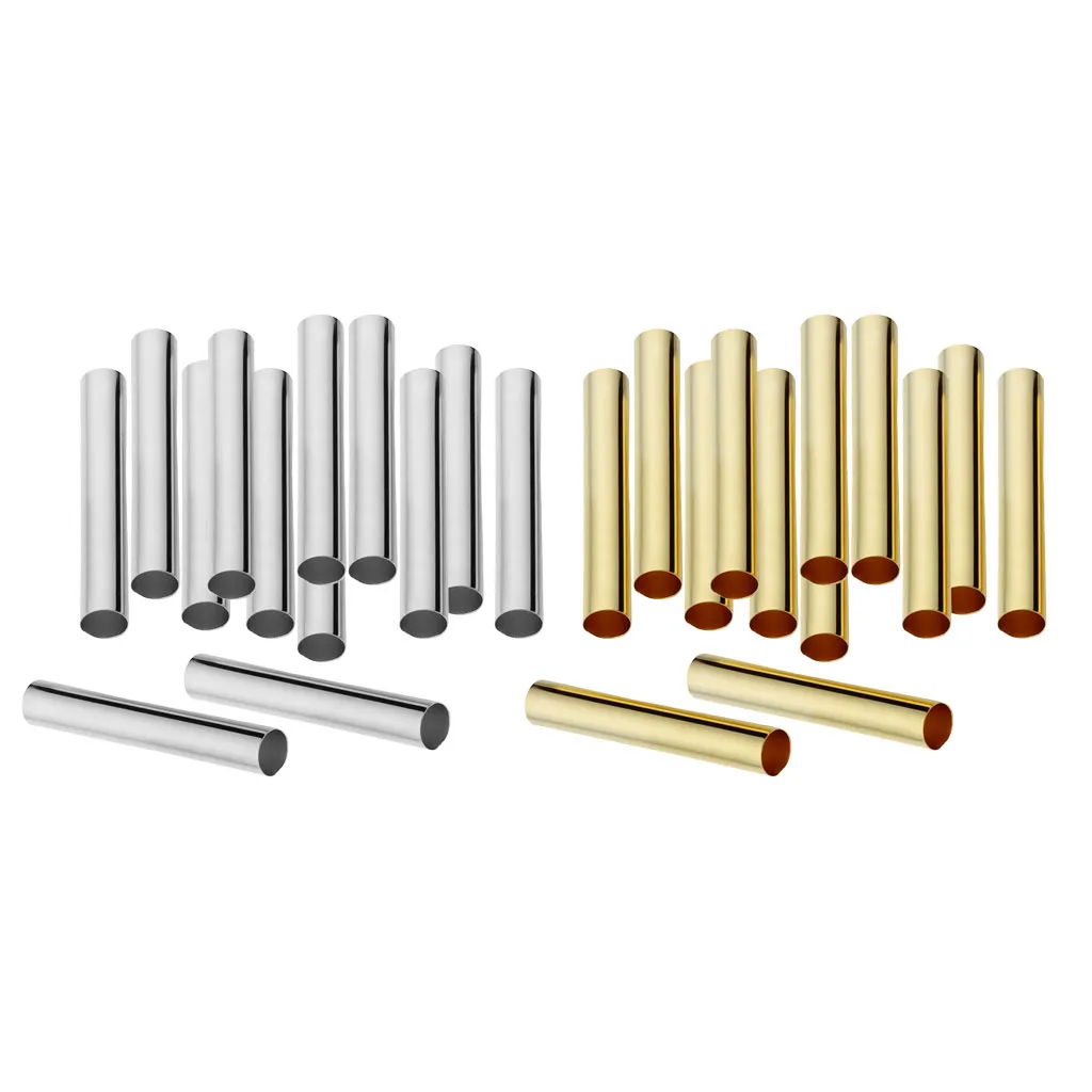 100 Pieces Smooth Straight Noodle Tube Beads Spacer Beads for DIY Jewelry, DIA: 4mm, Lenght: 30mm (Gold/Platinum)