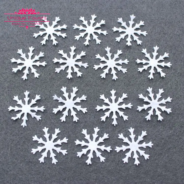200pcs Medium Size Handmade Felt Fabric Snowflake Patches White