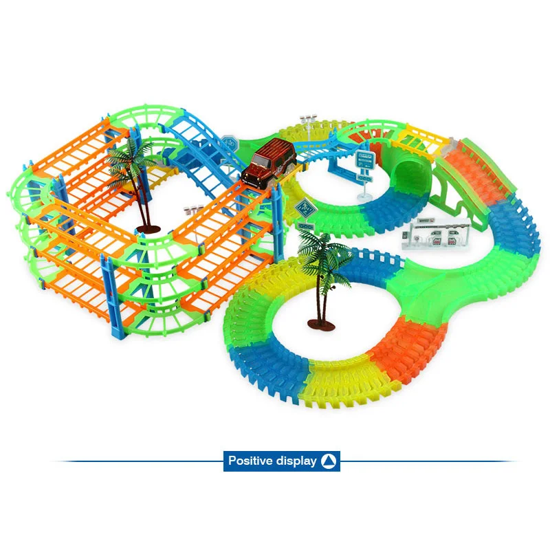 Подключение 2 типа железная дорога волшебный гоночный трек Игровой Набор Diy изгиб Гибкая гоночная дорожка электронная вспышка автомобиля