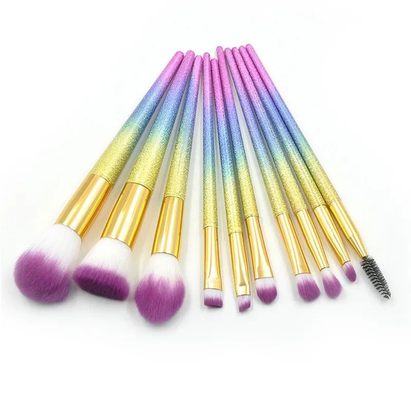 10 Pcs  Diamond Matte Taper Handle Powder Eye Brush Makeup Brush Set Makeup Tool 121#Xu2