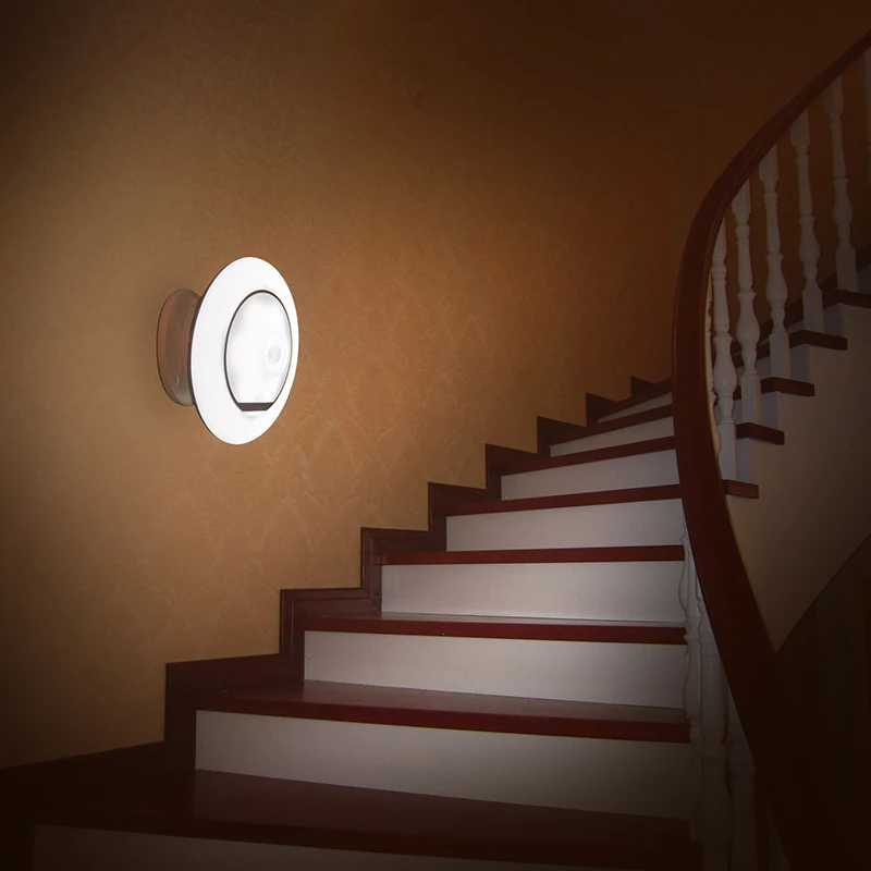 

360 Degree Rotating Night Light New Motion Sensor UFO Shape USB Charge Or Battery Power Led Night Lamp For Closet Bedroom