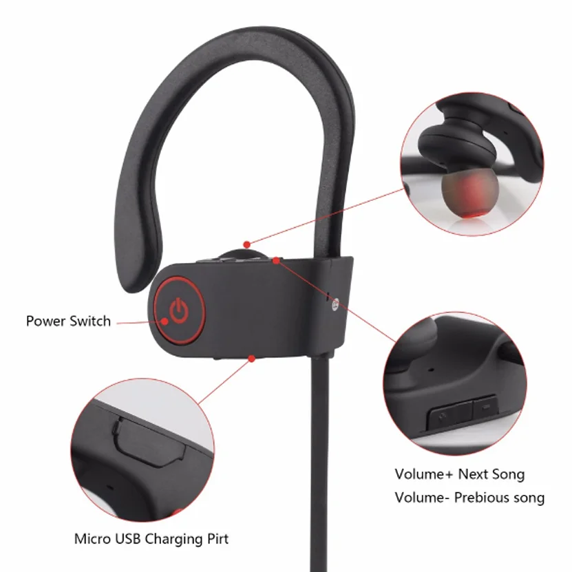Best Seller U8 Wireless Bluetooth Headset IPX7 Waterproof Headphones Earphone apple airpods earpods earbuds iPhone Xiaomi