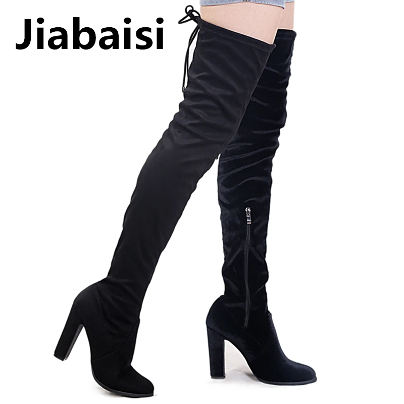 over the knee boots with thick heel