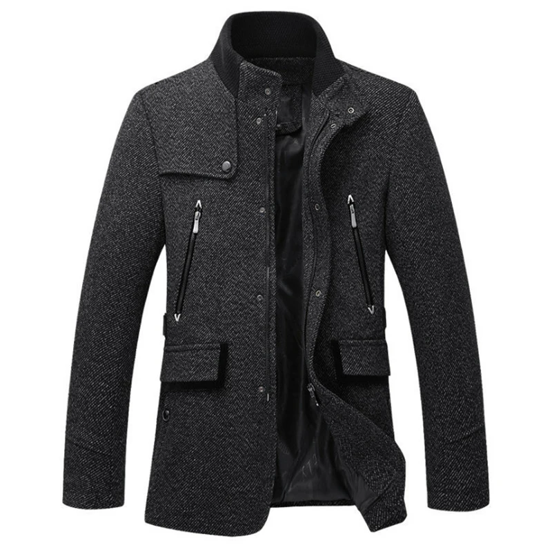 New Wool Blend Jacket Men Autumn Winter Slim Fit Woolen Coat Casual Trench Coat Men Zippers Brand Overcoats High quality New Wool Blend Jacket Men Autumn Winter Slim Fit Woolen Coat Casual Trench Coat Men Zippers Brand Overcoats High quality