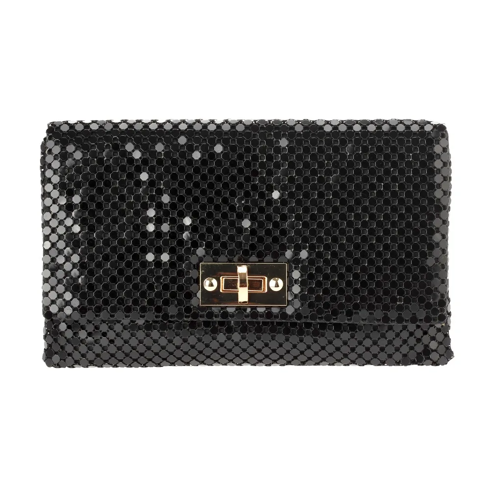  Dc1989 Women's Aluminum Mesh Bags Sequined Envelop Day Clutches Party Fashion Casual Cover Soft Single Long Chain Solid 