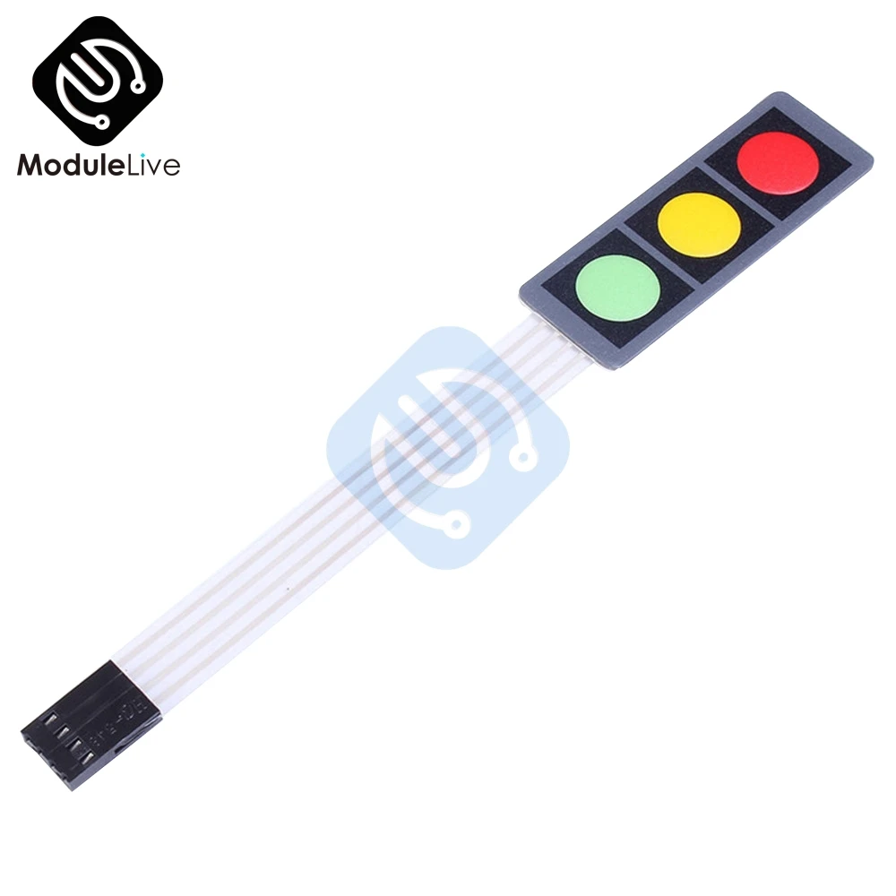 

1x3 RGB Red Green Yellow Matrix Array Membrane Switch Keypad 3 Keys Keyboard 1*3 Keys Display Switch Control Panel For DIY