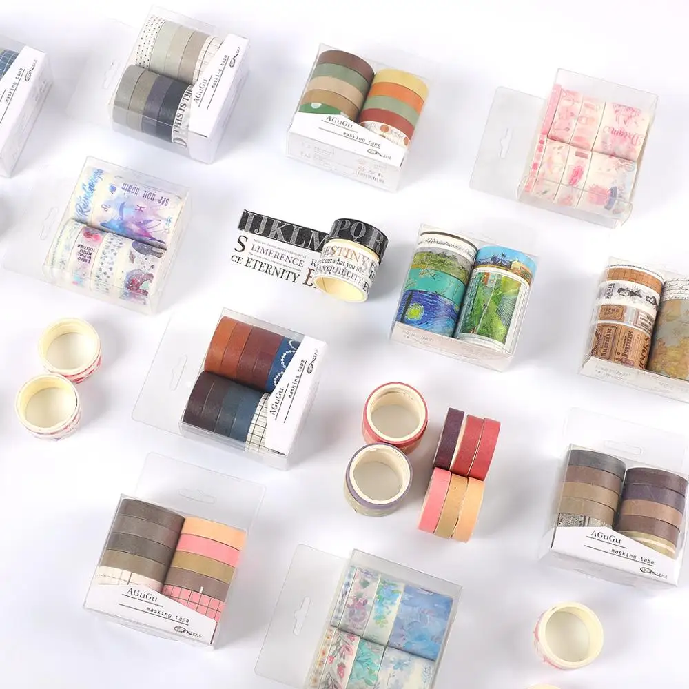 JIANWU 7pcs or 10pcs/set Cute Basic color Washi Tape Scrapbook DIY  Masking Tape School Stationery Store Journal supplies