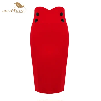 

SISHION 2018 Women Bandage Skirt Fashion Sexy Bodycon Office Ladies Solid Color Red Black S-5XL Plus Size Pencil Skirts VD0409