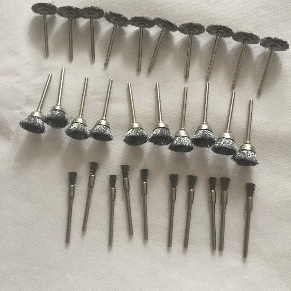 

30pcs Steel Wire Wheel Brush dremel tools accessories rotary tool for mini drill tools electric burr abrasive head set deburring