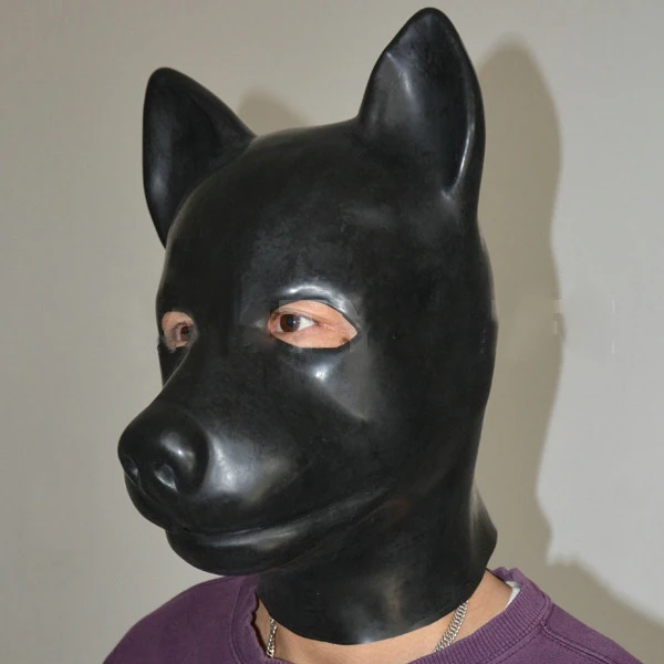 

Latex Mask Cosplay Dog Mask Unisex Cosplay Dog Mask Moulded Mask Only Black One Size