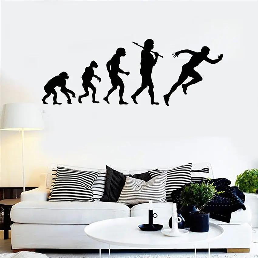 Running Runner Evolution Sport Run Vinyl Wall Decal Wall Stickers Home Decor Art Mural Modern