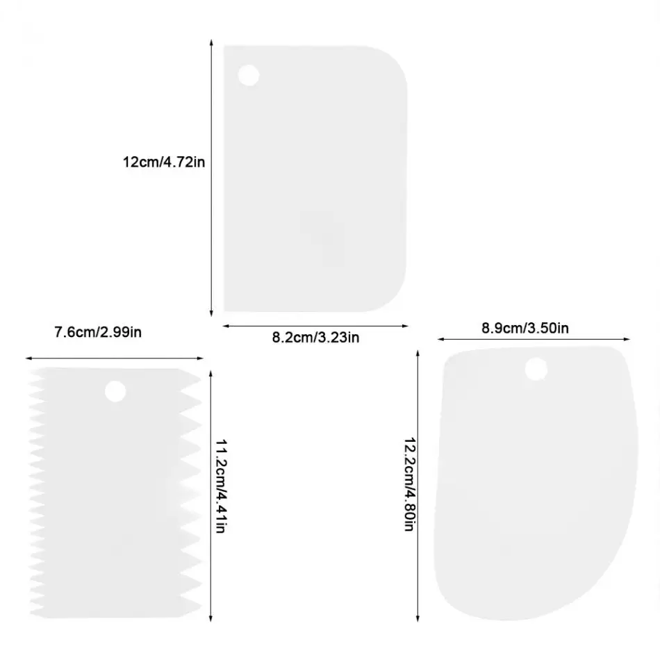 3 шт./компл. края простой миксер для теста Ножи глазурь скребок для мастики крем Ножи Пластик зубчатые гладкая торт весло шпатели для торта Формы для выпечки