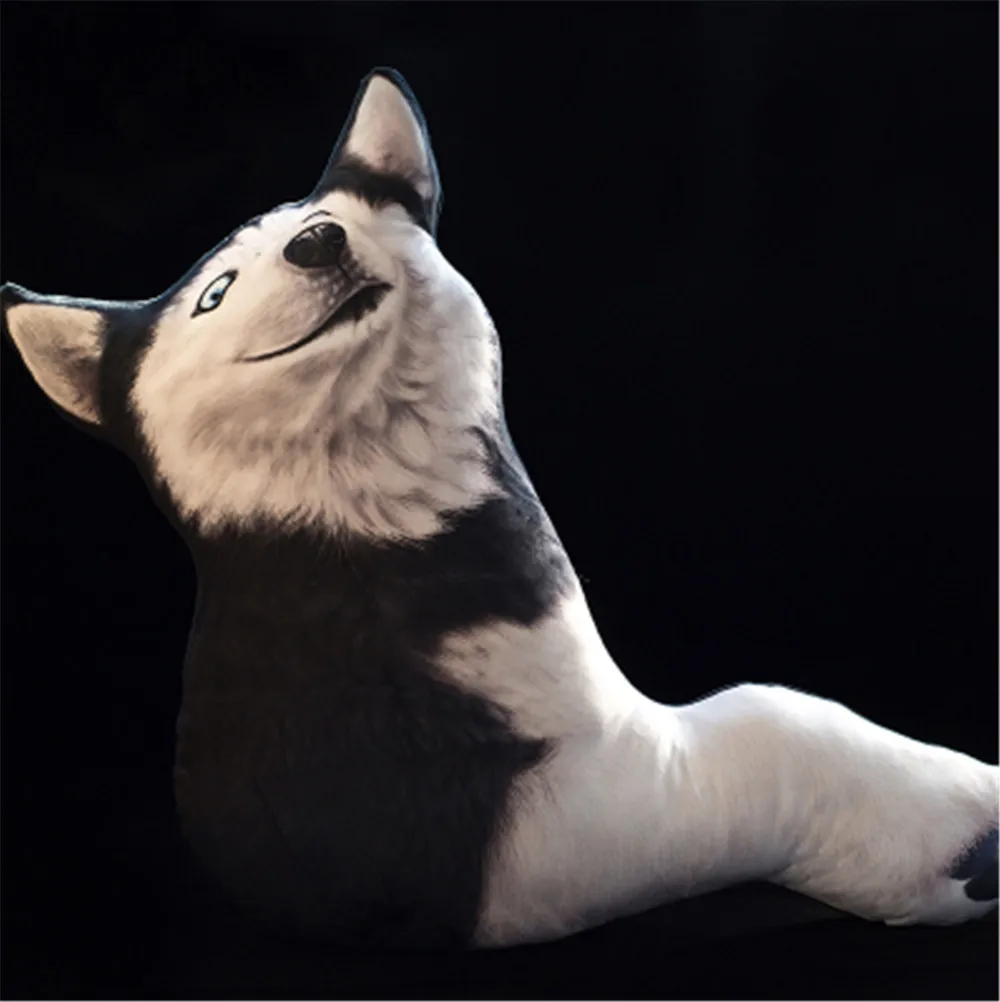 Fancytrader Pop Cute Animal Husky Plush Toy Big Stuffed Cartoon Dog Doll Animals 3D Printed Pillow 4 Models 28inch 70cm2