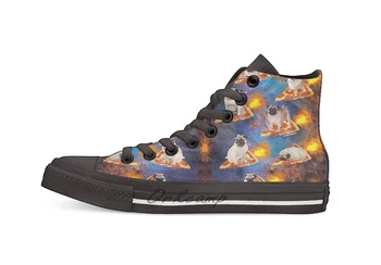 

Pugs in Space Riding Pizza Casual High Top Canvas shoes sneakers Light Walking Shoes