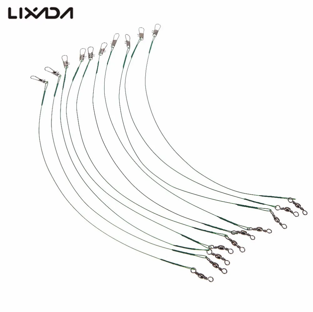 Lixada 10 шт./лот, леска для ловли рыбы, приманки для ловли рыбы, поводок, поводок, стальной провод, Спиннер с поворотом для карпа, pesca - Цвет: Светло-зеленый