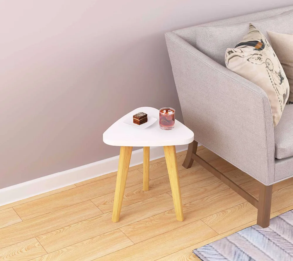 Nordic style Solid wood tea table Simple sofa side table Living room Bedroom Round Triangle small tea table Household Furniture