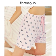 THREEGUN, шорты для сна, для отдыха, для женщин, Modis, кружевная Домашняя одежда, хлопок, свободный низ, с милым принтом мопса, пижамные штаны, эластичная резинка на талии, Новинка