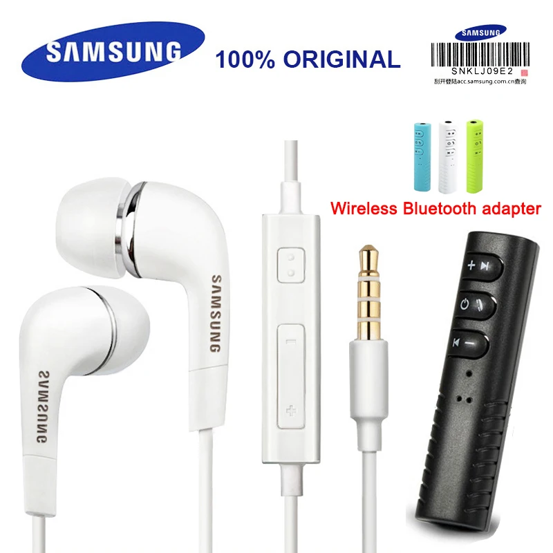 

SAMSUNG EHS64 Earphone Wired with Built-in Microphone In-Ear Earphones 3.5mm with Wireless Bluetooth adapter For XiaoMi HuaWei