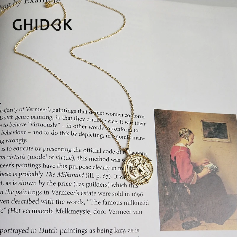 GHIDBK 925 пробы Серебряное римское ожерелье с кулонами в виде монет Bijoux винтажные