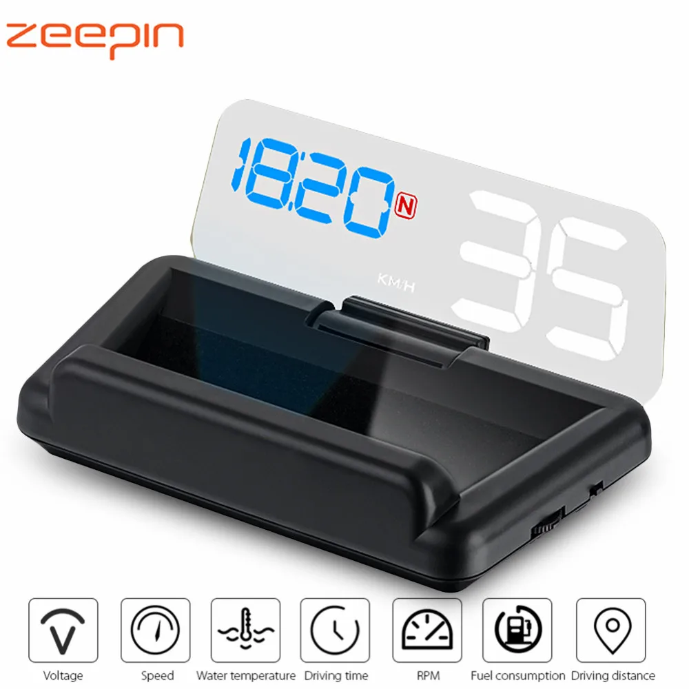 

Zeepin C500 Car HUD Head Up Display OBD2 II 5 inch LCD Display Lens Automatic Light Sensor Overspeed Warning Voltage Alarm